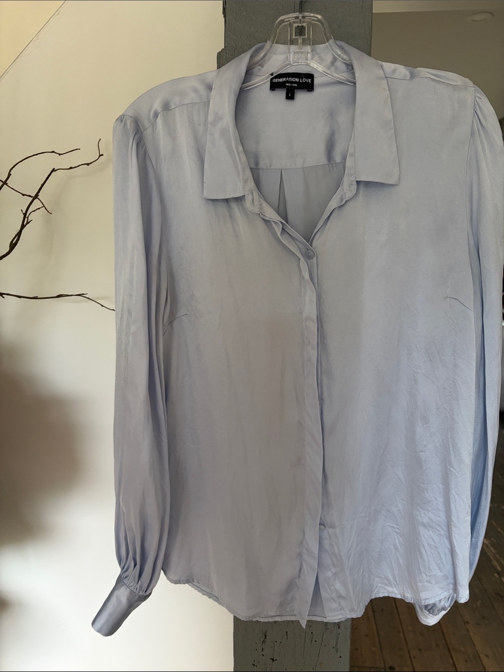 Generation Love SILK Light Blue Button-Front Blouse